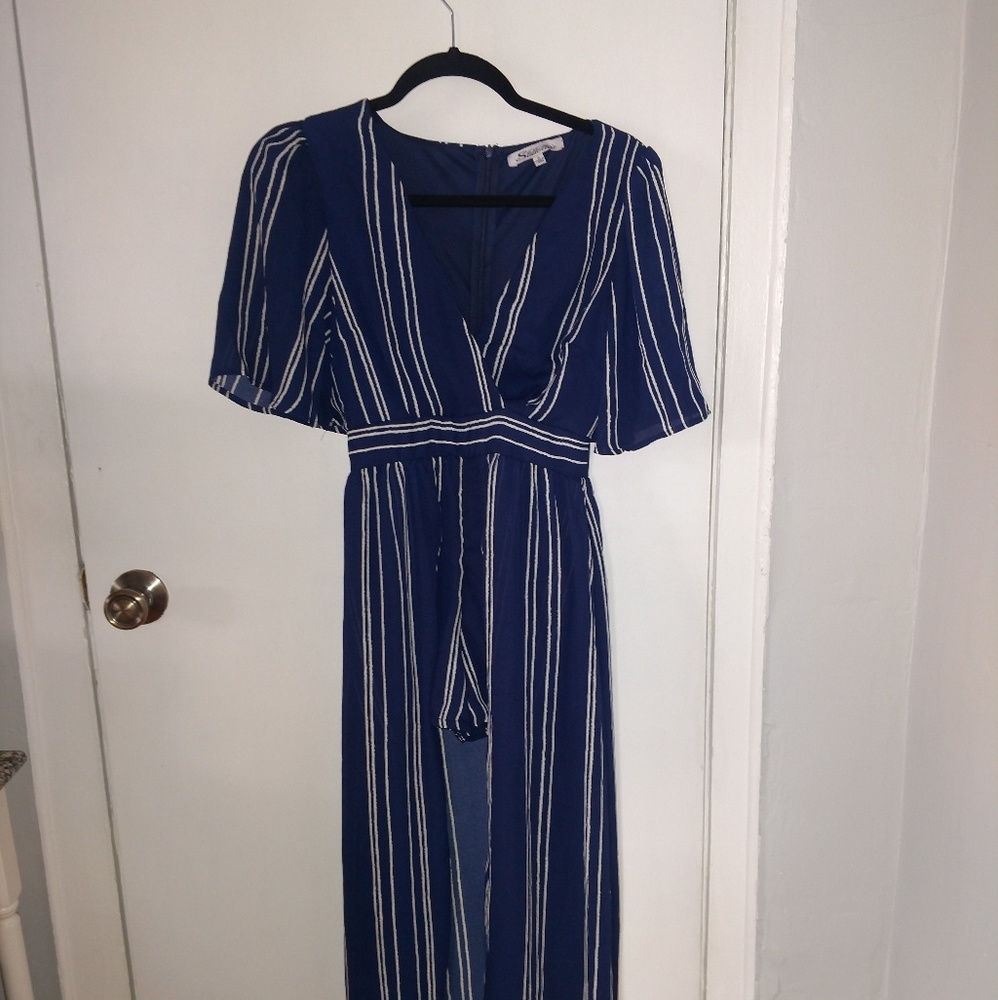 Navy blue romper duster